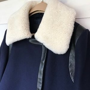 JCREW Wool Shearling and Leather Coat Size 2